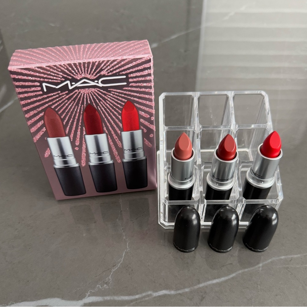 MAC LIPSTICK KIT (Matte) - SLEIGH ALL DAY (Velvet Teddy, Lady Danger, Chili)